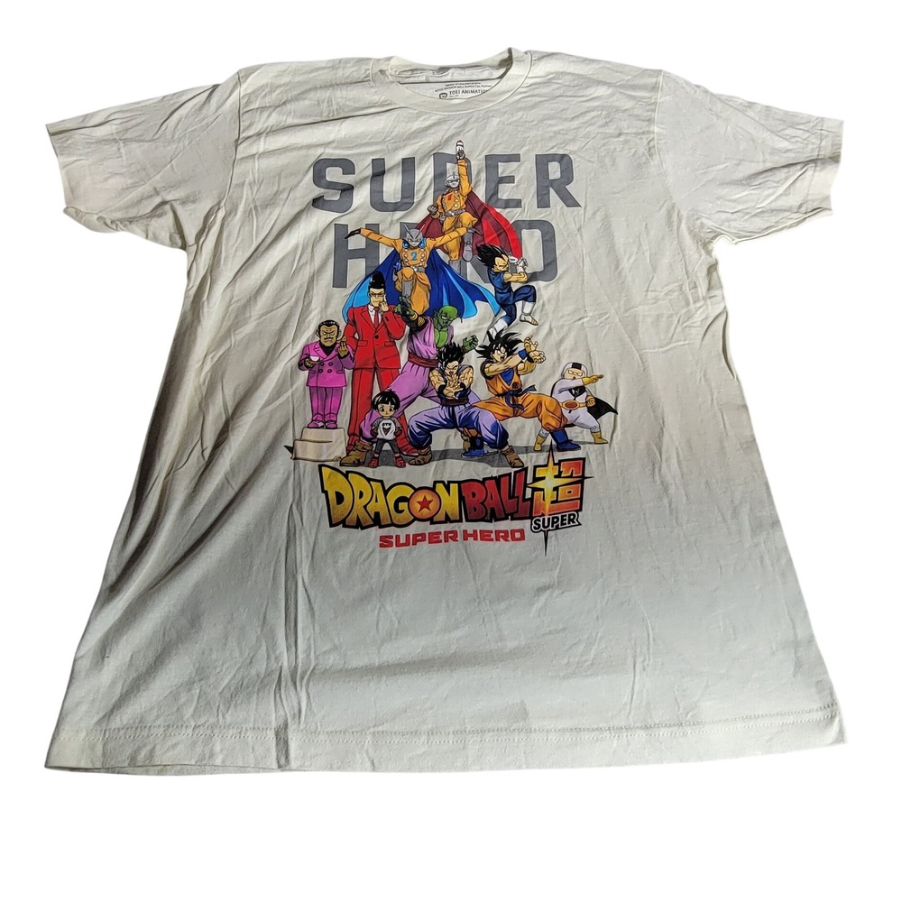 Dragon Ball Super Super Hero Mens Large Cream Graphic T-Shirt Anime Movie 2022